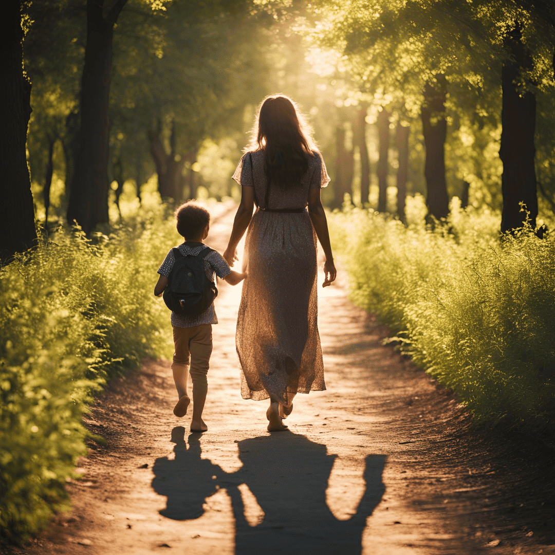 Zena i dijete u setnji