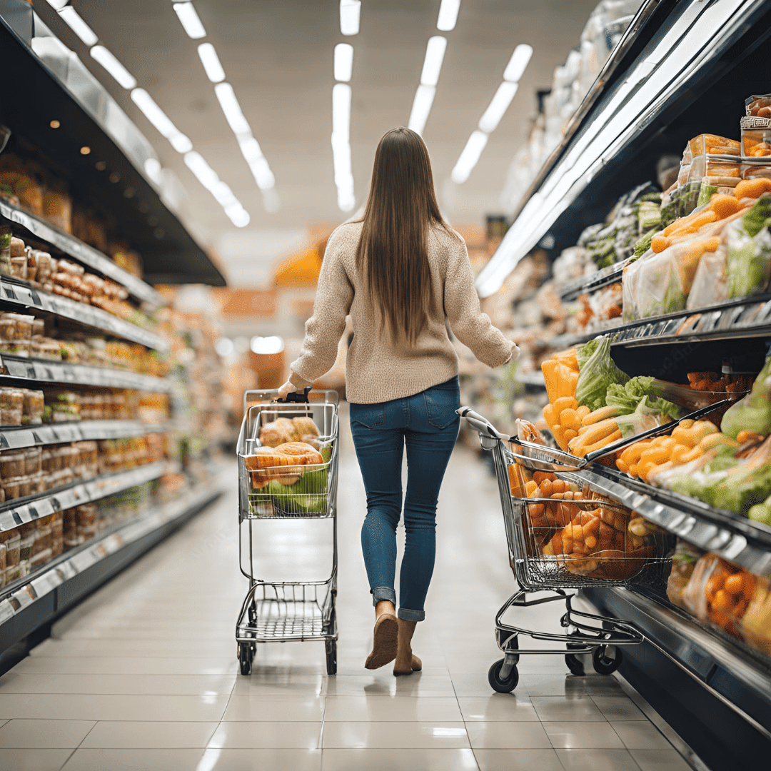 Zena kupuje namirnice - mrsavljenje nakon poroda